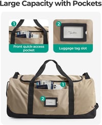 BAGSMART összecsukható utazótáska 3 kerékkel, 80L, fekete 4