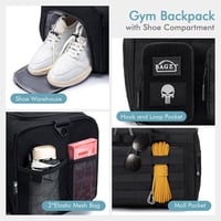 BAGZY 40L Taktikai Utazótáska Cipőrekesszel Sporttáska Hátizsák Edzéshez Munkához - 40L, Black 7