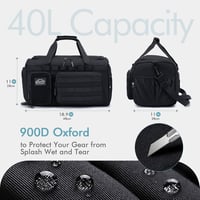 BAGZY 40L Taktikai Utazótáska Cipőrekesszel Sporttáska Hátizsák Edzéshez Munkához - 40L, Black 3