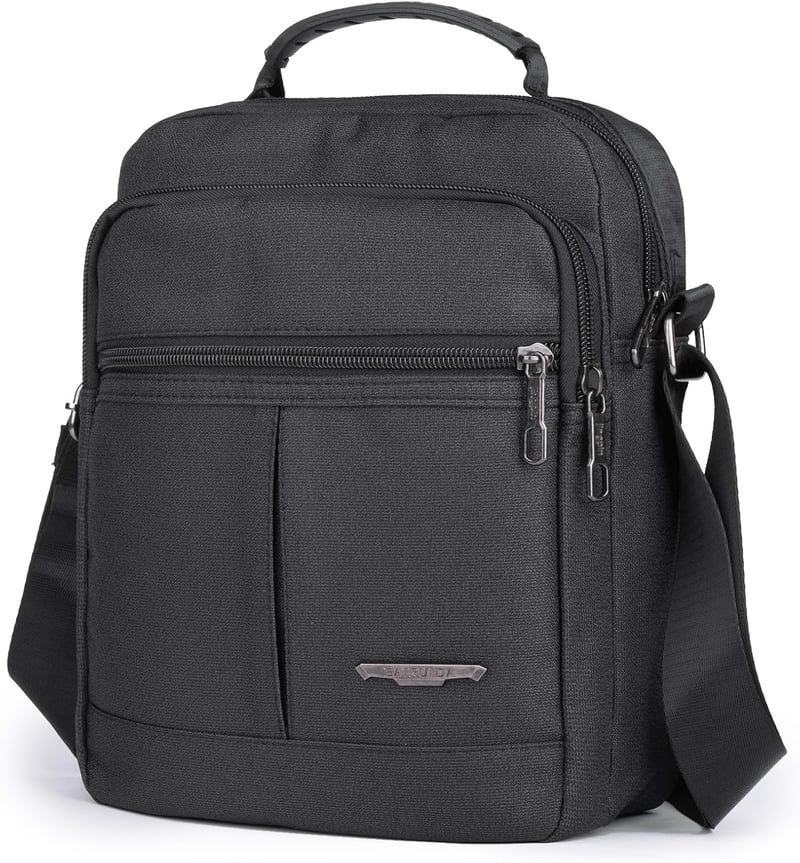 BAGZY férfi válltáska 9.7" tablet táskával, fekete irodai utazási táska