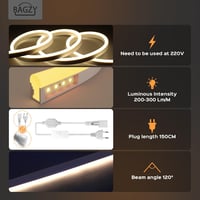 BAGZY Neon LED Szalag 20m Sárga Vízálló IP65 Kültéri Beltéri Használatra 120 LED/m Hajlítható Dekoráció Tápegységgel 2