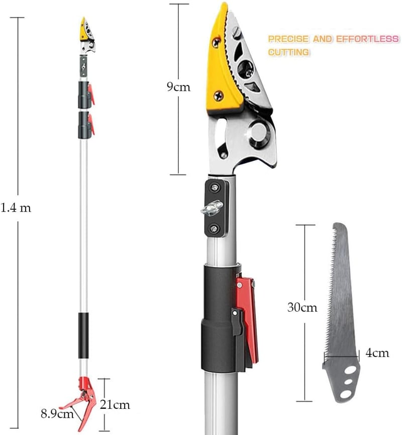 Bai You Mei Teleszkópos Ágvágó, 139 cm x 5 cm, Egykezes Működtetésű Kertészeti Ollóval