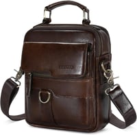 BAIGIO Férfi Bőr Válltáska - Vintage Stílusú Crossbody Messenger Táska Munkához, Utazáshoz - Kávébarna Retro Kivitel 1