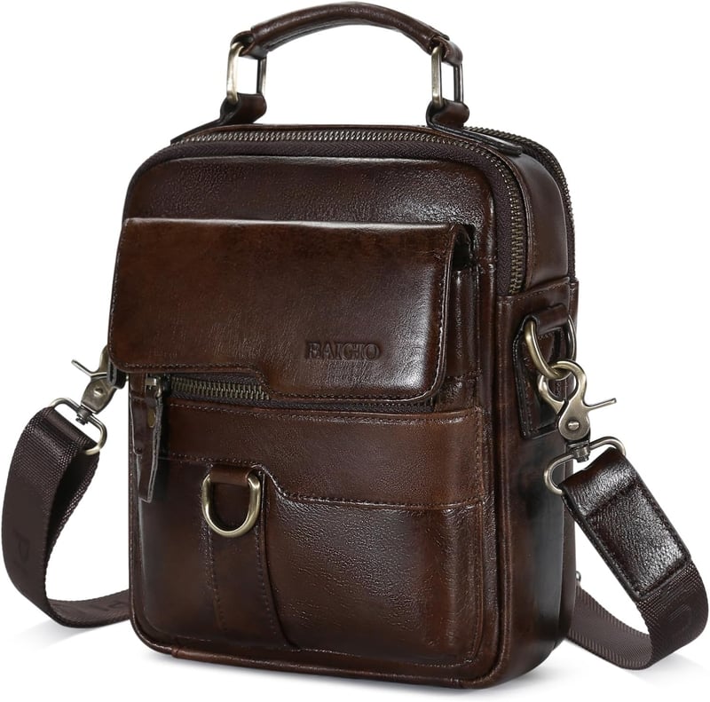 BAIGIO Férfi Bőr Válltáska - Vintage Stílusú Crossbody Messenger Táska Munkához, Utazáshoz - Kávébarna Retro Kivitel