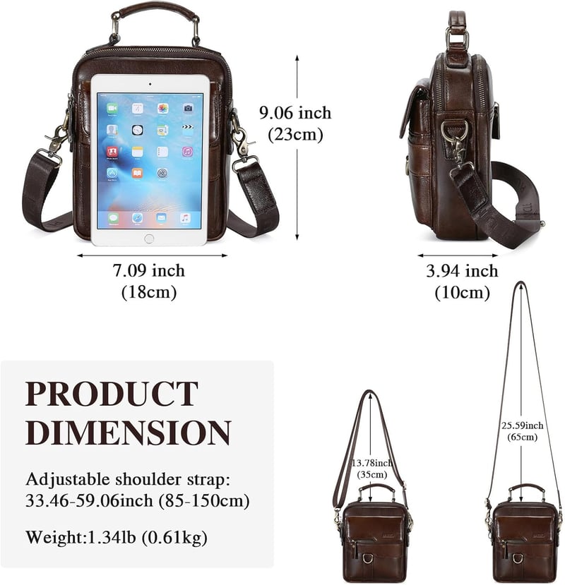 BAIGIO Férfi Bőr Válltáska - Vintage Stílusú Crossbody Messenger Táska Munkához, Utazáshoz - Kávébarna Retro Kivitel