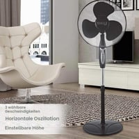 Stĺpový ventilátor BAKAJI 45W, priemer lopatiek 40 cm, 3 rýchlosti, nastaviteľná výška, horizontálna oscilácia, s diaľkovým ovládaním, čierny 4