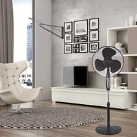 Stĺpový ventilátor BAKAJI 45W, priemer lopatiek 40 cm, 3 rýchlosti, nastaviteľná výška, horizontálna oscilácia, s diaľkovým ovládaním, čierny 8