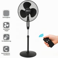 Stĺpový ventilátor BAKAJI 45W, priemer lopatiek 40 cm, 3 rýchlosti, nastaviteľná výška, horizontálna oscilácia, s diaľkovým ovládaním, čierny 2