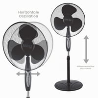 Stĺpový ventilátor BAKAJI 45W, priemer lopatiek 40 cm, 3 rýchlosti, nastaviteľná výška, horizontálna oscilácia, s diaľkovým ovládaním, čierny 6