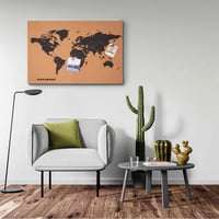 BAKAJI Parafatábla Világtérkép Fa Kerettel 60x40 cm, 10 Rajzszöggel, Modern Design, Fali Dekoráció, Ajándékötlet 7
