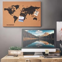 BAKAJI Parafatábla Világtérkép Fa Kerettel 60x40 cm, 10 Rajzszöggel, Modern Design, Fali Dekoráció, Ajándékötlet 3