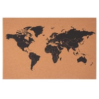 BAKAJI Parafatábla Világtérkép Fa Kerettel 60x40 cm, 10 Rajzszöggel, Modern Design, Fali Dekoráció, Ajándékötlet 2
