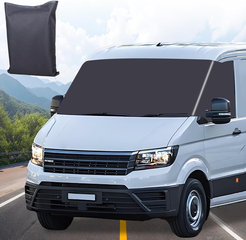 BAKENLON Szélvédő Takaró VW Crafter 2006-2017 - Vízálló Hővédő Szélvédőponyva, Jég, Hó és Por Ellen, 600D Anyagból, Fekete
