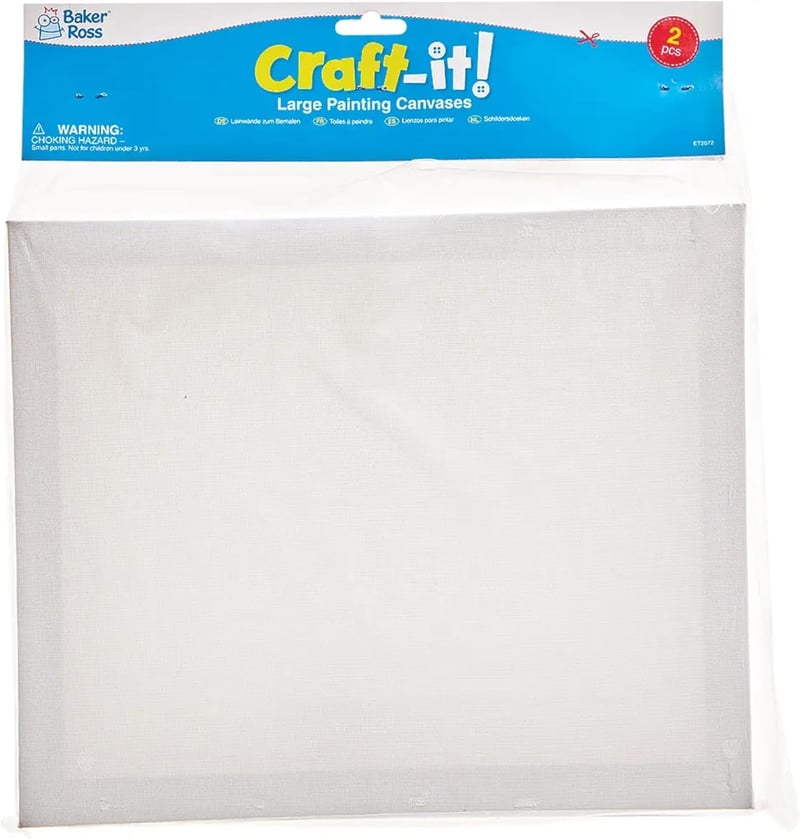 Baker Ross Fehér Festővászon Készlet 25x30cm - 2db Nyújtott Vászon Festéshez