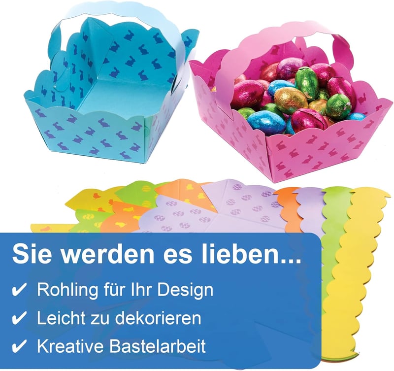 Baker Ross Húsvéti Kosarak Készlet - 30 db, DIY Tojáskereső Kosarak Gyerekeknek