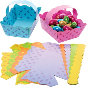 Set Coșulețe de Paște Baker Ross - 30 bucăți, Coșulețe DIY pentru Căutarea Ouălor pentru Copii