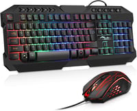 BAKTH Gaming Billentyűzet és Egér Szett LED Háttérvilágítás USB Vízálló 3600 DPI 1