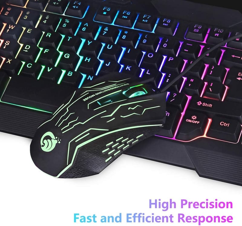 BAKTH Gaming Billentyűzet és Egér Szett LED Háttérvilágítás USB Vízálló 3600 DPI