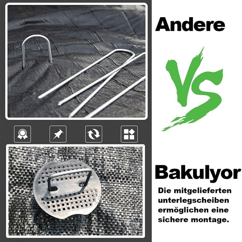 Bakulyor 100 db talajhorgony + 100 db alátét, galvanizált talajcsap 15 cm