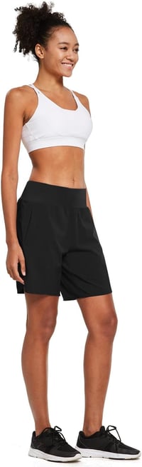 BALEAF női futó rövidnadrág 4 zsebbel, belső bikinivel, sportnadrág jogging - M, Black 5