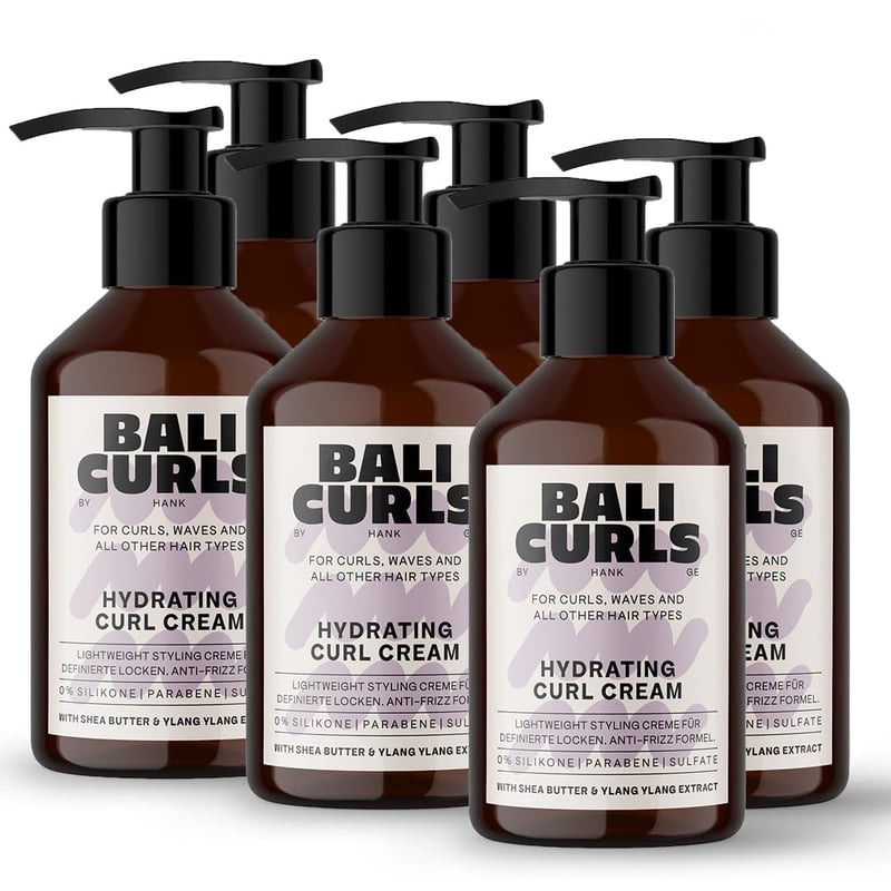 Bali Curls Hidratáló Göndör Hajkrém 6x150ml - Sheavaj, Kókuszolaj és Ylang Ylang - Puha és Formált Fürtökért