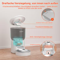 Automatický dávkovač krmiva pre mačky Balimo 3L, Wi-Fi 2,4 GHz, ovládanie cez aplikáciu, 10-sekundový hlasový záznam, 1 – 10 jedál denne, vhodný aj pre psov, biely 3