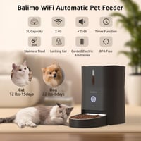 Automatický dávkovač krmiva pre mačky Balimo 3L, WiFi, miska z nehrdzavejúcej ocele 304, 1-10 porcií denne, nočné svetlo, pre psov a mačky, čierny 6