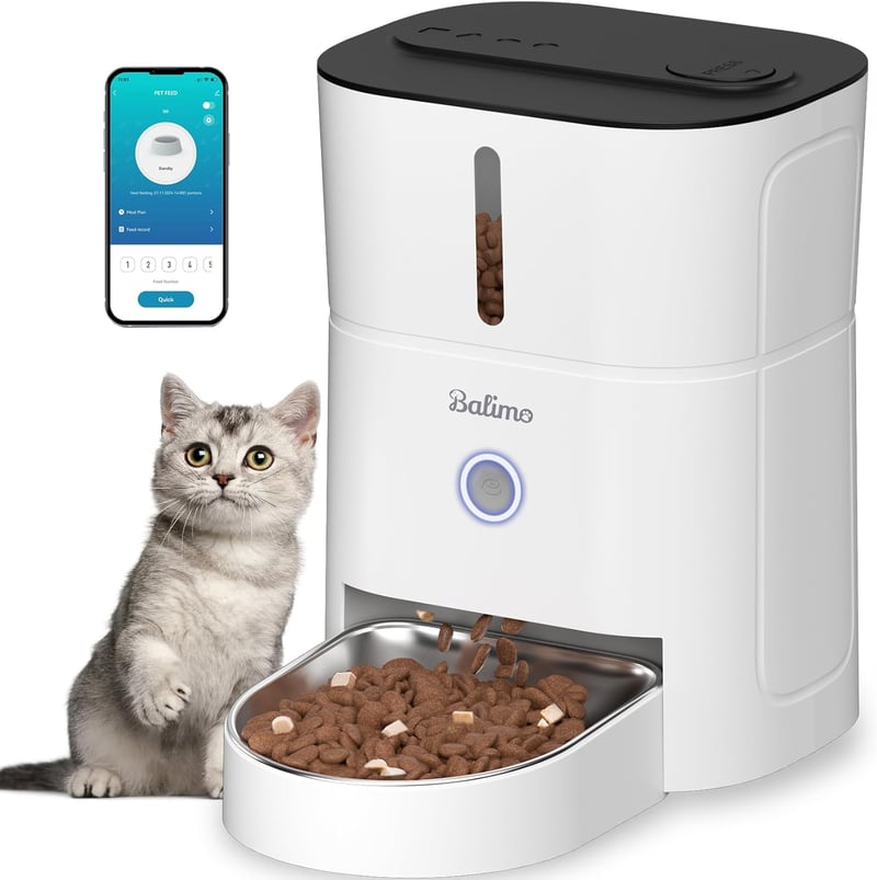 Balimo WiFi automata kisállat etetőgép rozsdamentes tállal, 3 L - fehér