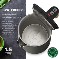 Fierbător de apă BALTER WK-08 cu control al temperaturii 40-100°C, pereți dubli, 1,5L, 2200W - alb 4