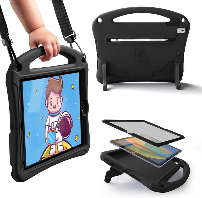 Bam Bino Space Suit iPad 10.2 tok 9./8./7. generáció, Pro 10.5, Air 3 - gyerek tartó állvánnyal