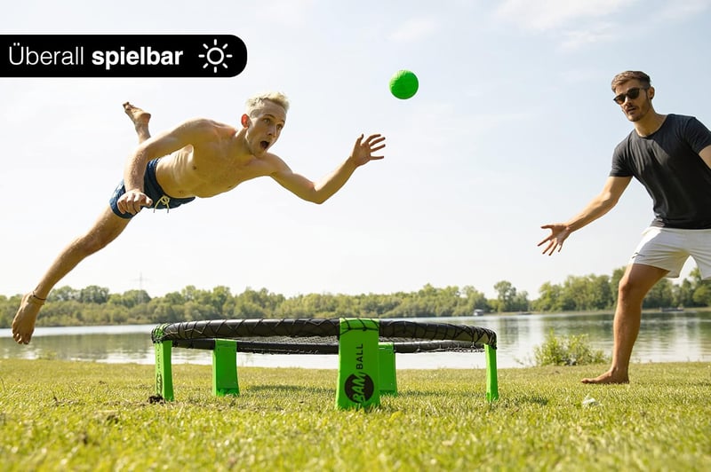 bamball Roundnet szett 3 labdával (1 edző és 2 játéklabda) extra pumpával, erősített keretelemekkel, tornatáskában