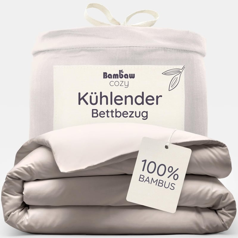 Bambaw 100% bambusz nyári paplanhuzat 240 x 220 cm Sand színben, hipoallergén légáteresztő hűvös ágynemű huzat
