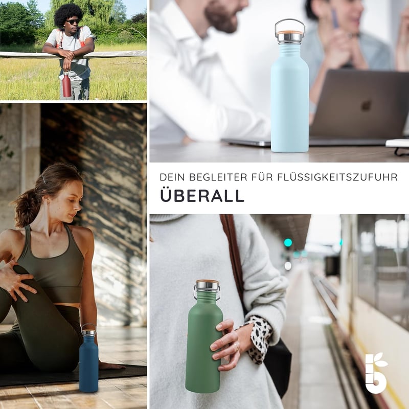 Bambaw Rozsdamentes Acél Kulacs 500ml - Lila Színű, Széles Szájú, BPA-mentes Ivópalack, Nem Hőszigetelt Fém Vizes Palack Gyerekeknek