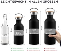 Bambaw Rozsdamentes Acél Kulacs 500ml - Széles Nyakú Fekete Ivópalack Gyerekeknek, Műanyagmentes, Szivárgásmentes Fém Vizespalack Túrázáshoz 5