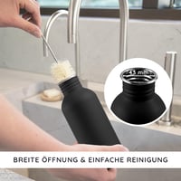 Bambaw Rozsdamentes Acél Kulacs 500ml - Széles Nyakú Fekete Ivópalack Gyerekeknek, Műanyagmentes, Szivárgásmentes Fém Vizespalack Túrázáshoz 4