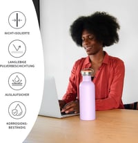 Bambaw Rozsdamentes Acél Kulacs 500ml - Lila Színű, Széles Szájú, BPA-mentes Ivópalack, Nem Hőszigetelt Fém Vizes Palack Gyerekeknek 2