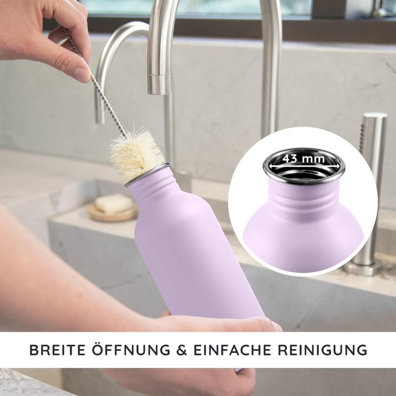 Bambaw Rozsdamentes Acél Kulacs 500ml - Lila Színű, Széles Szájú, BPA-mentes Ivópalack, Nem Hőszigetelt Fém Vizes Palack Gyerekeknek