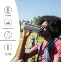 Bambaw Rozsdamentes Acél Termosz 750ml - Szigetelt Kulacs Hideg-Meleg Italokhoz, Szivárgásmentes, BPA-mentes, Mosogatógépben Mosható, Bambus - Silver 3