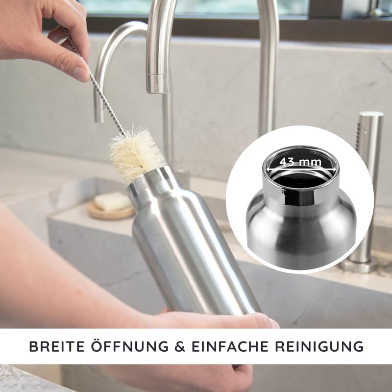 Bambaw Rozsdamentes Acél Termosz 750ml - Szigetelt Kulacs Hideg-Meleg Italokhoz, Szivárgásmentes, BPA-mentes, Mosogatógépben Mosható, Bambus - Silver