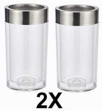 Bambelaa! Set za vino od 2 komada, posuda za hlađenje pjenušca i pića, plastična, s dvostrukom stijenkom i prstenom od nehrđajućeg čelika, 12x19,5 cm 2