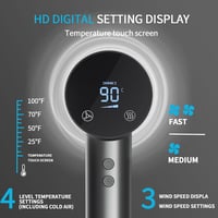 BAMCOO ionizáló hajszárító HD érintőkijelzővel, 1500 W - szürke 4