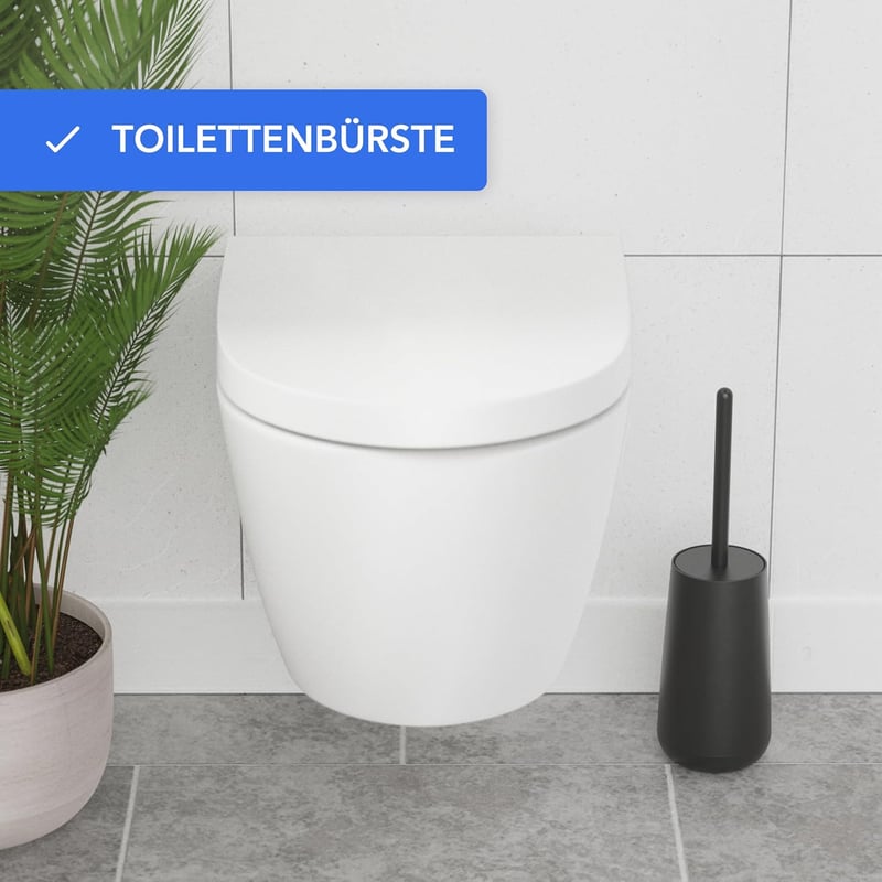 Bamodi WC kefe és tartó szett - modern design, hatékony tisztítás, fekete