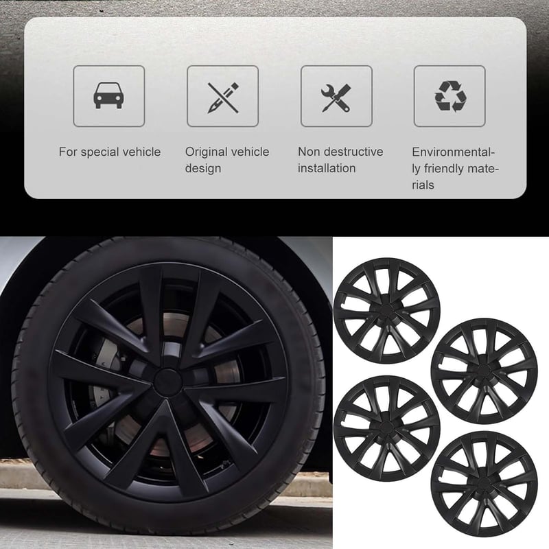 banapoy 4 db 18 hüvelyk kerékabroncs fedél Tesla Model S Plaid stílusú felni borítás