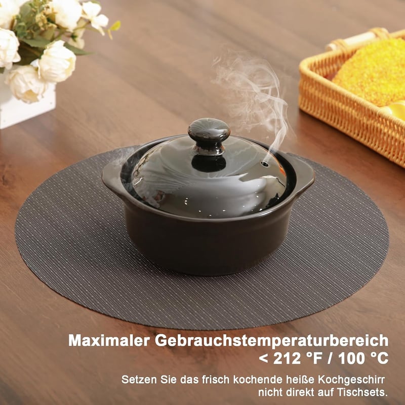 Banchif kerek tányéralátét szett 6 db PVC szürke 38 cm csúszásmentes