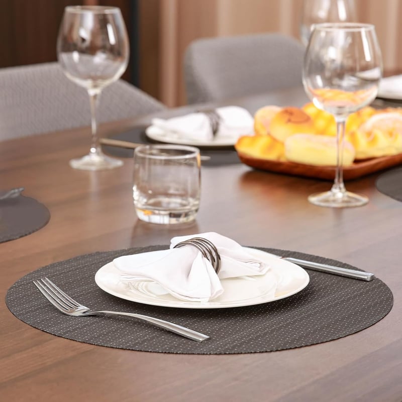 Banchif kerek tányéralátét szett 6 db PVC szürke 38 cm csúszásmentes