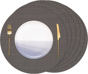 Set okruglih podmetača za tanjure Banchif, PVC, protuklizni, sivi - 38 cm, 6 kom.