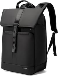 BANGE 2888 Roll Top Hátizsák 15,6" Laptophoz - Vízálló, Lopásbiztos Táska Utazáshoz, Túrázáshoz, Iskolába és Munkába - Fekete 1