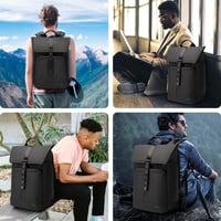 BANGE 2888 Roll Top Hátizsák 15,6" Laptophoz - Vízálló, Lopásbiztos Táska Utazáshoz, Túrázáshoz, Iskolába és Munkába - Fekete 6