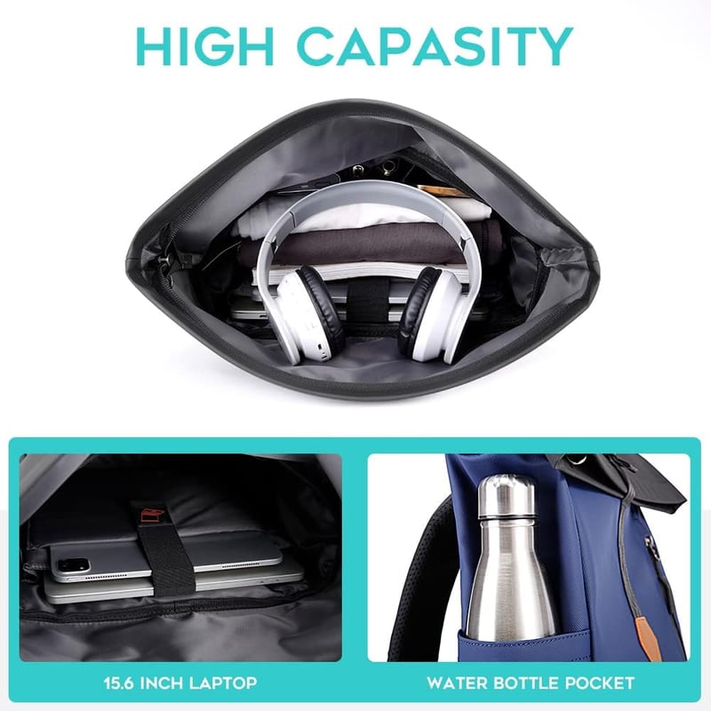 BANGE Rolltop Hátizsák Nagy Kapacitás Vízálló Laptop Hátizsák Kék