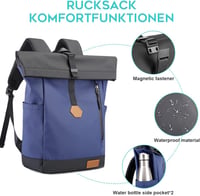BANGE Rolltop Hátizsák Nagy Kapacitás Vízálló Laptop Hátizsák Kék 6